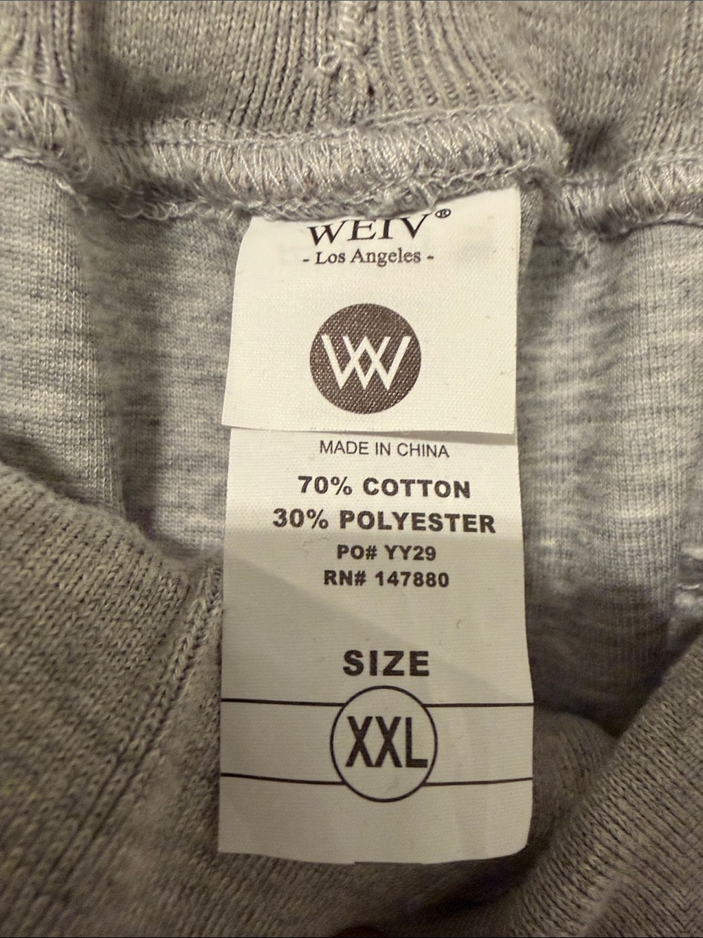 WEIV Los Angeles Gray Sweatshirt Tag - XXL
